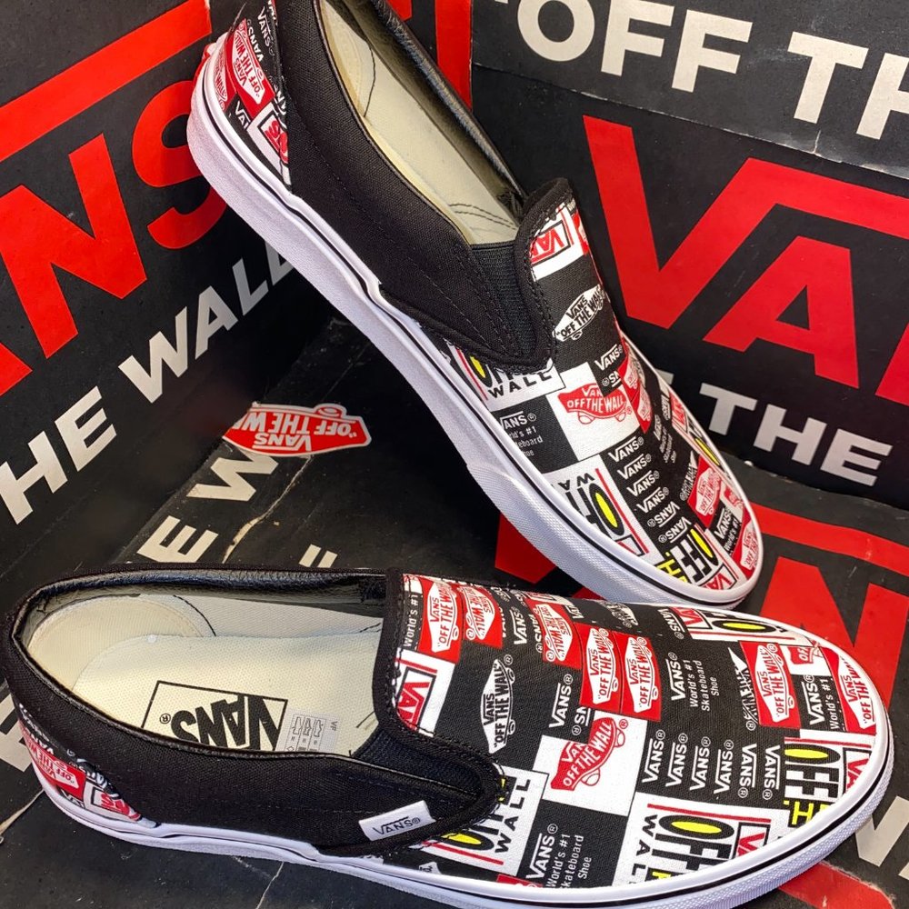 Vans Men's 4.5/Women's 6 Classic Slip-On Label Mix True White VN0A4BV3V9A